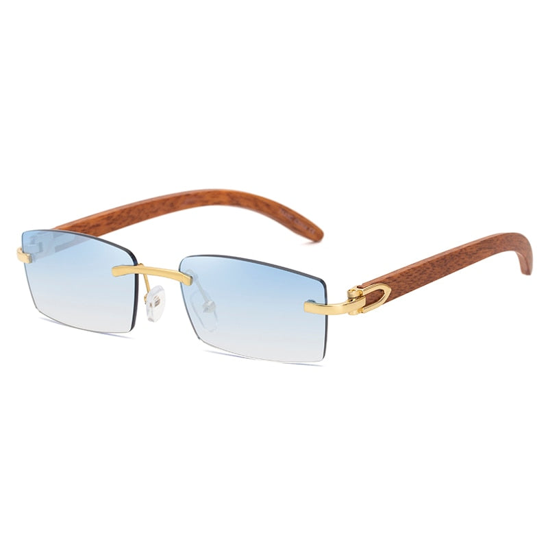 Lunettes de luxe pour hommes, monture en bois naturel, protection UV400