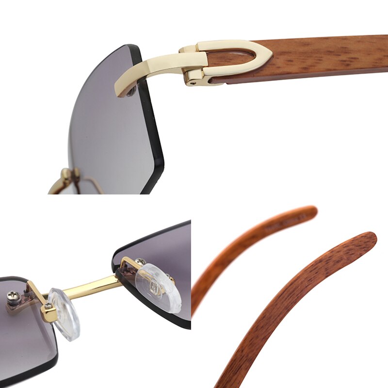 Lunettes de luxe pour hommes, monture en bois naturel, protection UV400