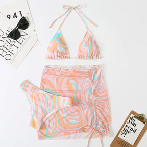 Ensemble bikini (3 pièces) avec jupe tie-dye