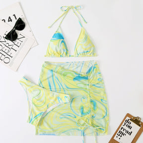 Ensemble bikini (3 pièces) avec jupe tie-dye