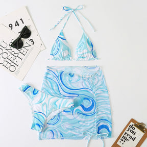 Ensemble bikini (3 pièces) avec jupe tie-dye