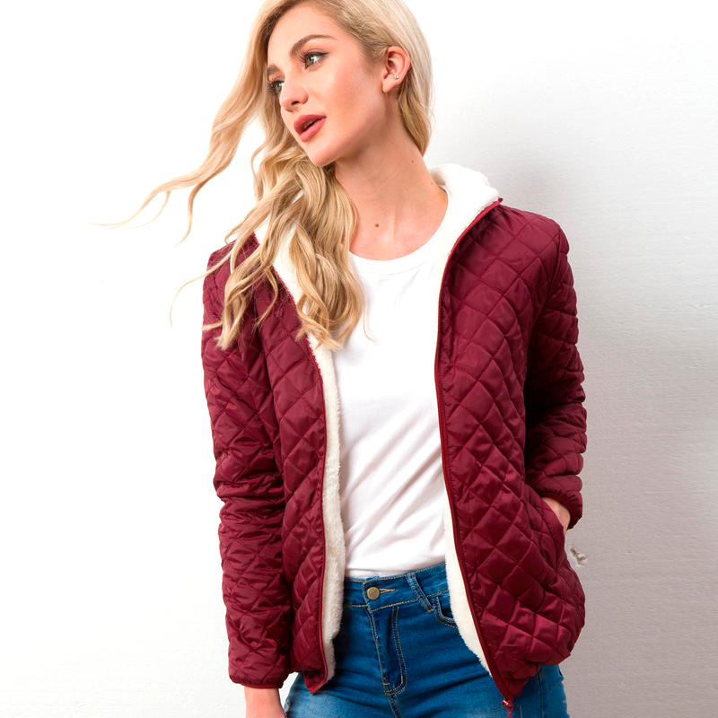 Veste Parka Femme Velours Vin